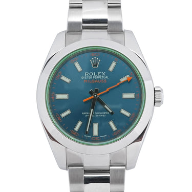 Rolex 116400GV Milgauss 40 mm Blue Index Dial Oyster Bracelet Box & Papers 2015