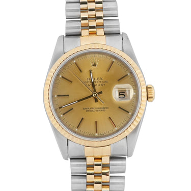 Rolex 16233 Datejust 36 mm Champagne Dial Jubilee Bracelet Box & Papers 1998