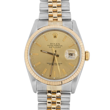 Rolex 16233 Datejust 36 mm Champagne Dial Jubilee Bracelet Box and Papers 1993