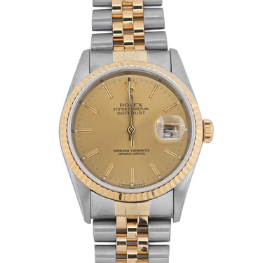 Rolex 16233 Datejust 36 mm Champagne Dial Jubilee Bracelet Box & Papers 1996