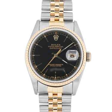 Rolex 16233 Datejust 36 mm Black Index Dial Jubilee Bracelet Box and Papers 2002