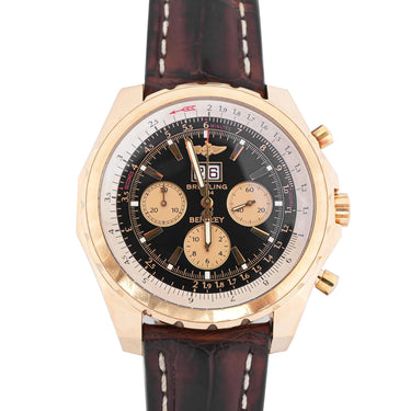Breitling H44363 Bentley 48mm 18K Rose Gold Black Dial Leather Box & Papers 2007