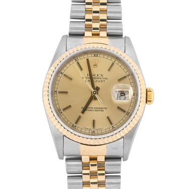Rolex 16233 Datejust 36 mm Champagne Dial Jubilee Bracelet Box and Papers 2002