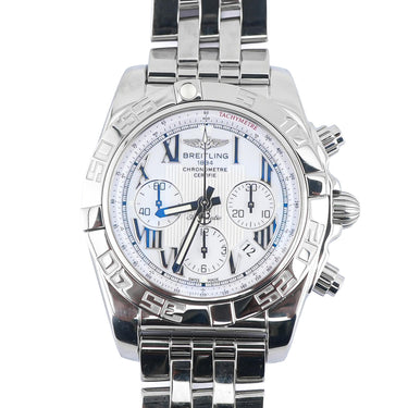 Breitling AB011010 Chronomat 44mm White Dial Stainless Steel Box and Papers 2014