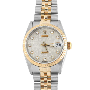 Rolex 68273 Datejust 31 mm Silver Jubilee Diamond Dial Box and Papers 1993