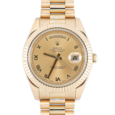 Rolex 218238 Day-Date II 41mm Champagne Roman Dial President Box and Papers 2010