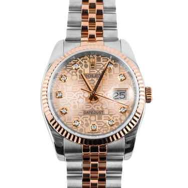 Rolex 116231 Datejust 36 mm 18K Rose Gold Pink Jubilee Dial Box & Papers 2016