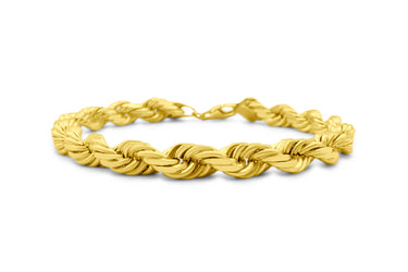 A 14K yellow gold rope bracelet with a linked chain design, displayed against a white background.