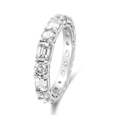 Emerald Cut and Round Eternity Fancy Wedding Band 3.32Ctw