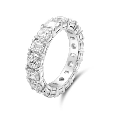 Emerald Cut and Round Eternity Fancy Wedding Band 5.08Ctw
