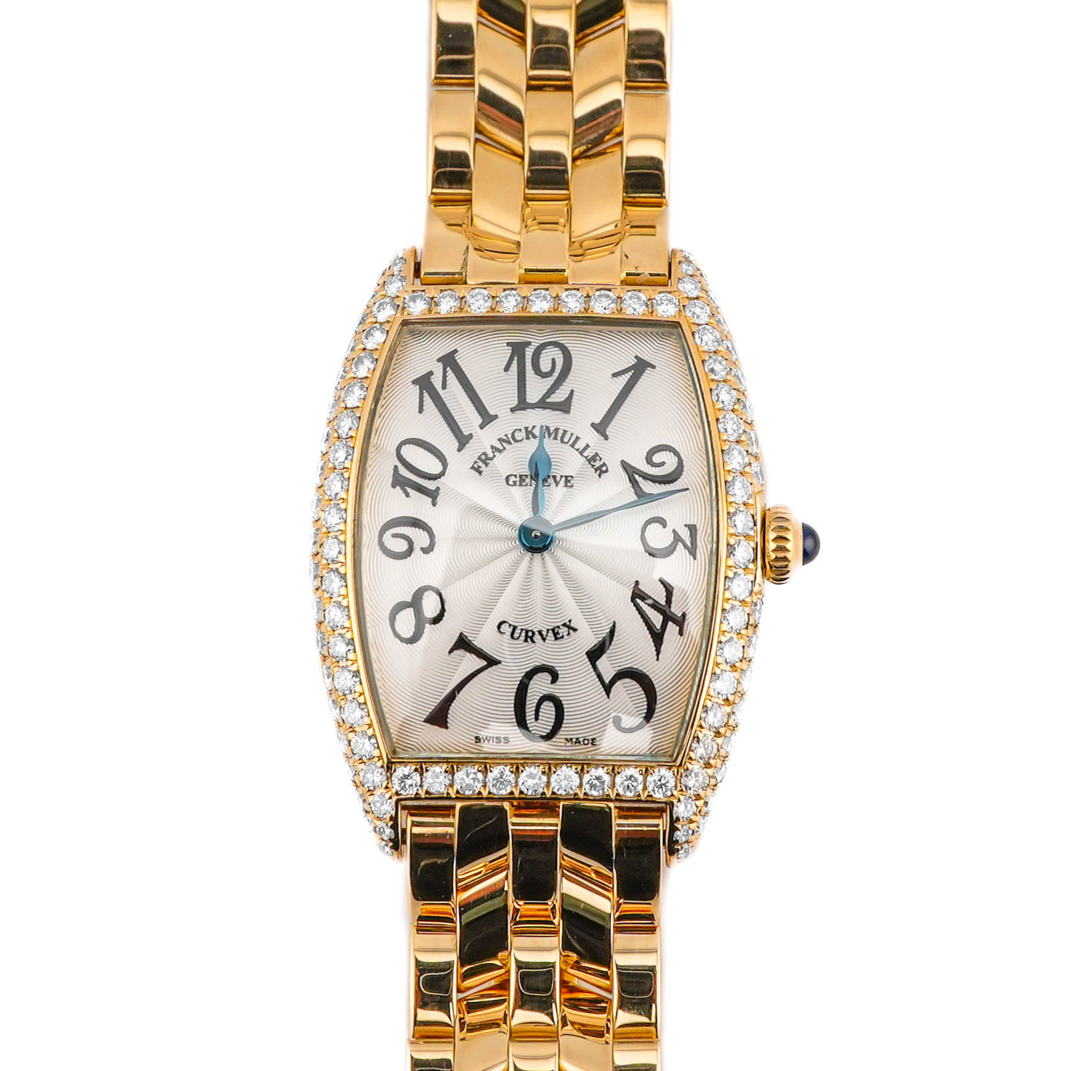 Franck Muller 1752 QZ D Curvex Diamond Bezel Silver Dial 18K