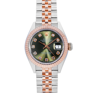 Rolex 279171 Lady-Datejust 28 mm Olive Green Diamond Dial Jubilee Bracelet Box and Papers 2017