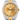 Two-tone gold and silver Rolex watch with a gold face on a white background