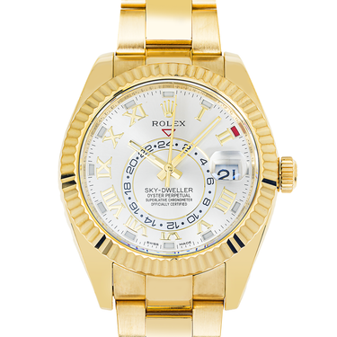 Rolex 326938 Sky-Dweller 42 mm White Sunray Roman Dial Oyster Bracelet Box and Papers 2016