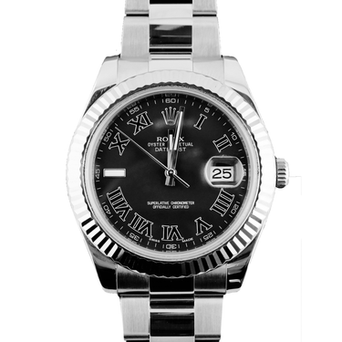 Rolex 116334 Datejust II 41 mm Fluted Bezel Charcoal Dial Oyster Bracelet Box and Papers 2012