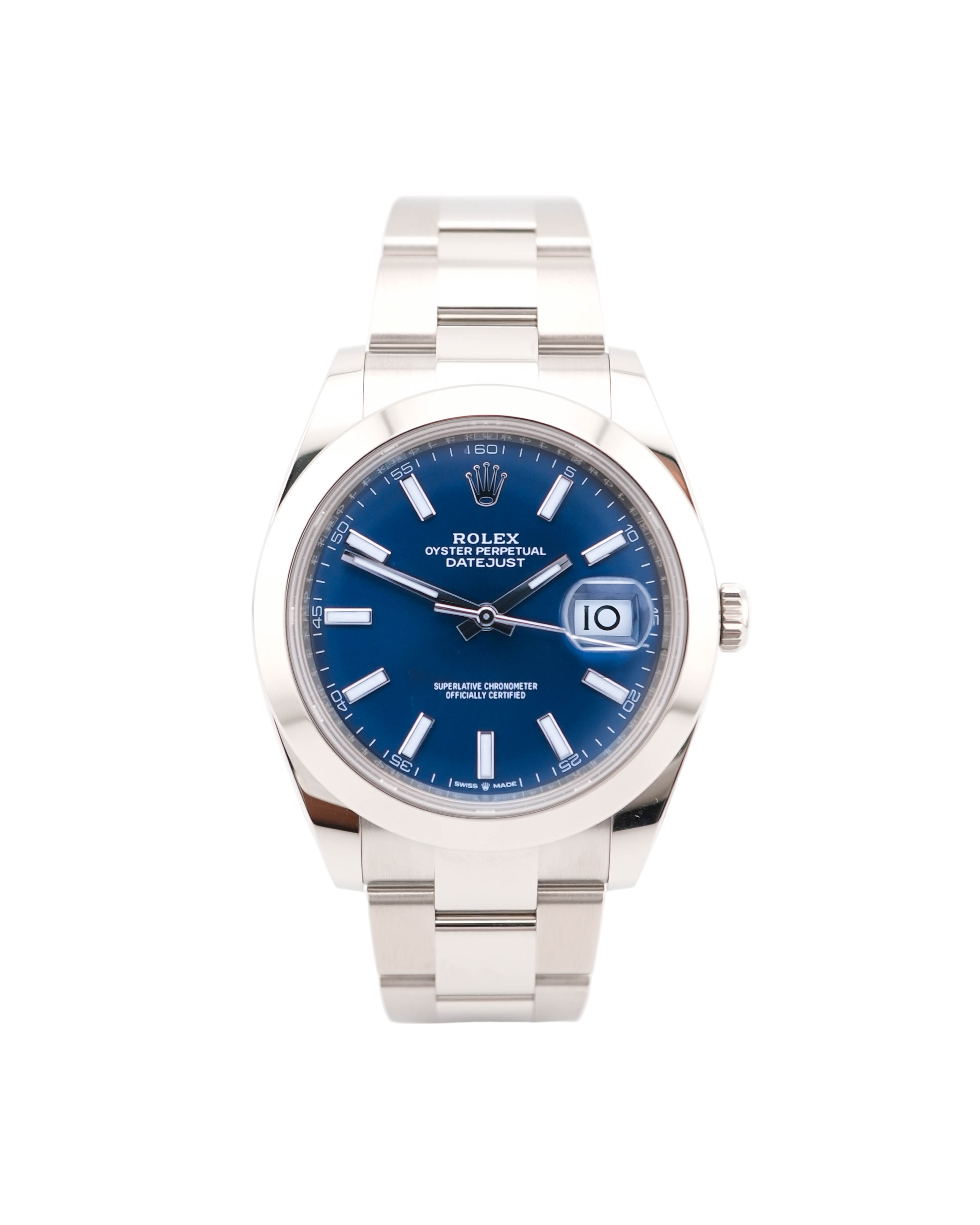 Rolex 126300 Datejust 41 mm Smooth Bezel Blue Index Dial Oyster Bracel
