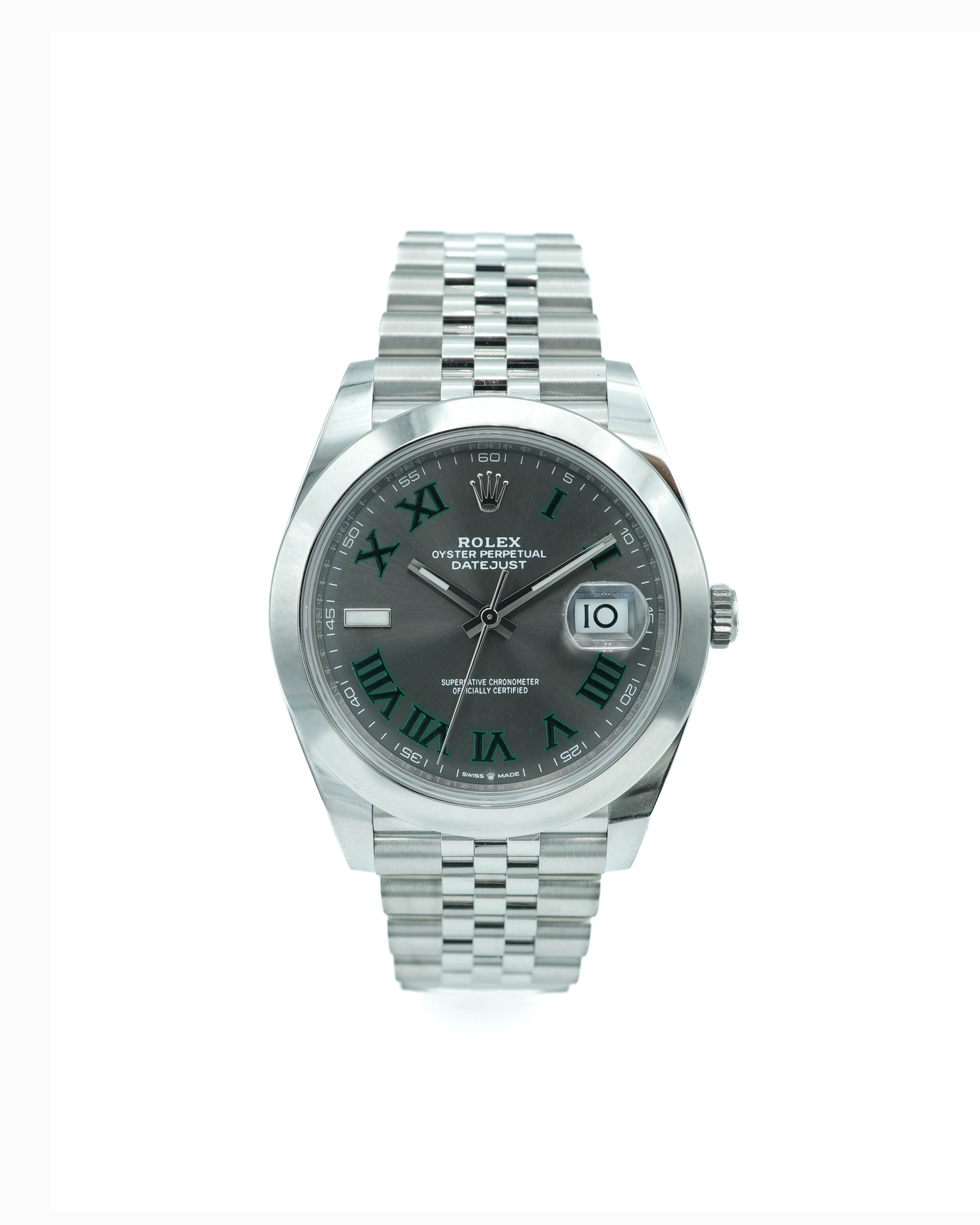 Rolex 126300 Datejust 41 mm Smooth Bezel Wimbledon Dial Jubilee