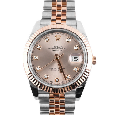 Rolex 126331 Datejust 41 mm Fluted Bezel Sundust Dial Jubilee Bracelet Box and Papers 2016 on a white background