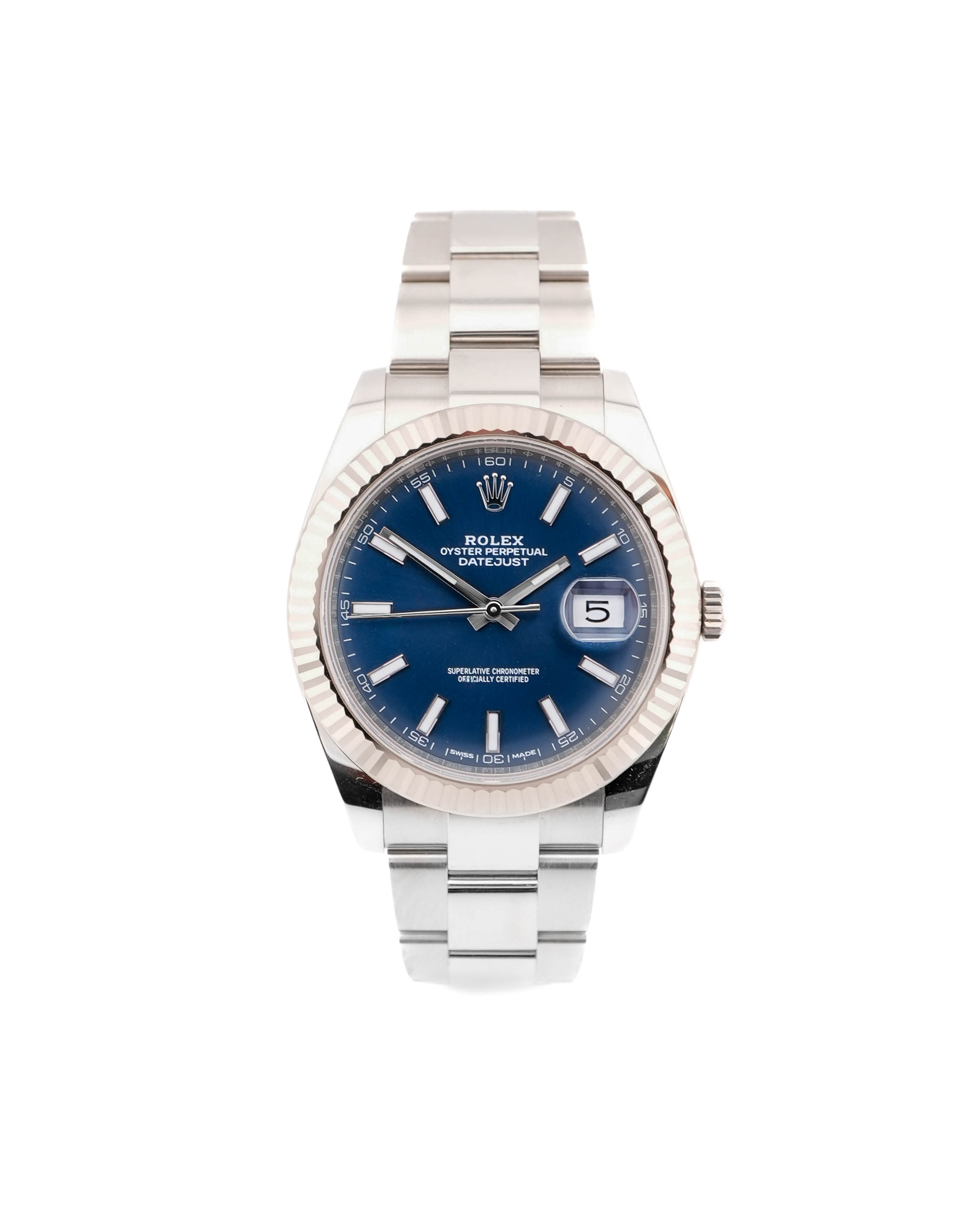 Rolex 126334 Datejust 41 mm Fluted Bezel Blue Index Dial Oyster Bracel - Main Image