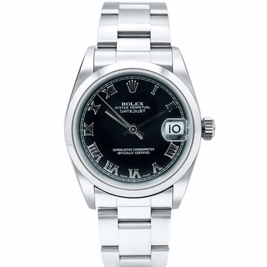 Rolex 178240 Datejust 31 mm Smooth Bezel Black Roman Dial Oyster Bracelet Complete Set 2002
