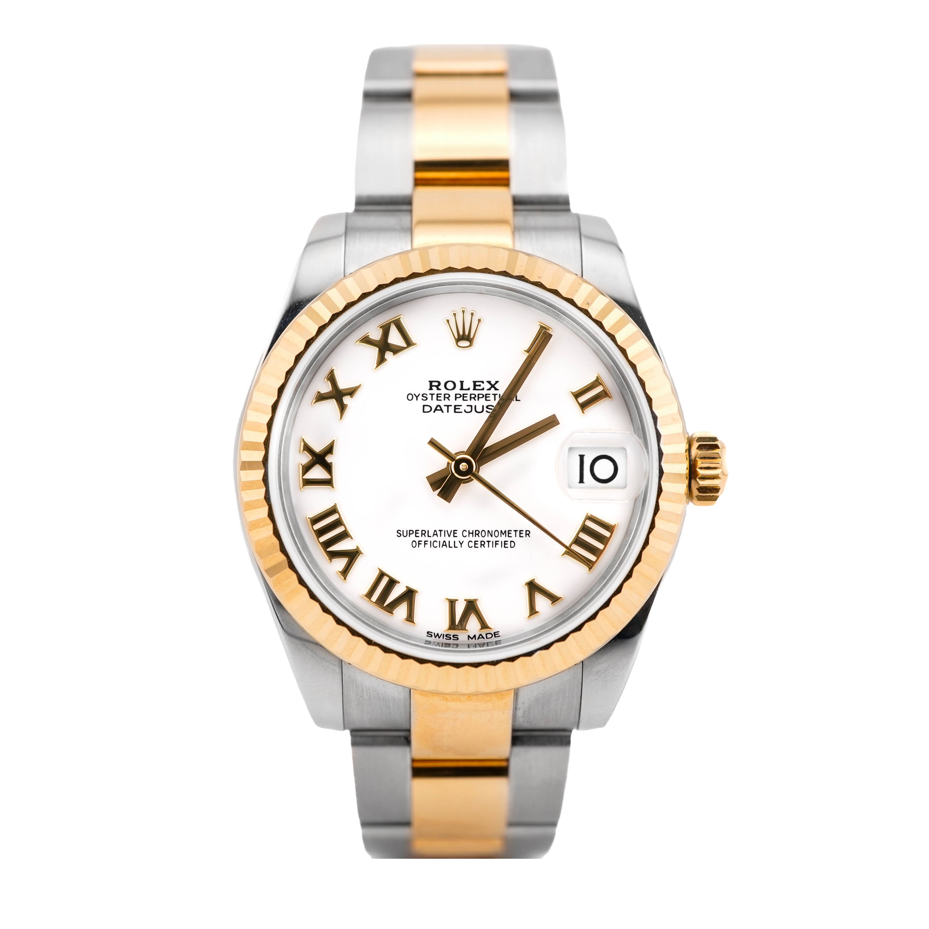 Rolex 178273 Datejust 31 mm Fluted Bezel White Roman Dial Oyster Rolex 178273 Datejust 31 mm Fluted Bezel White Roman Dial Oyster