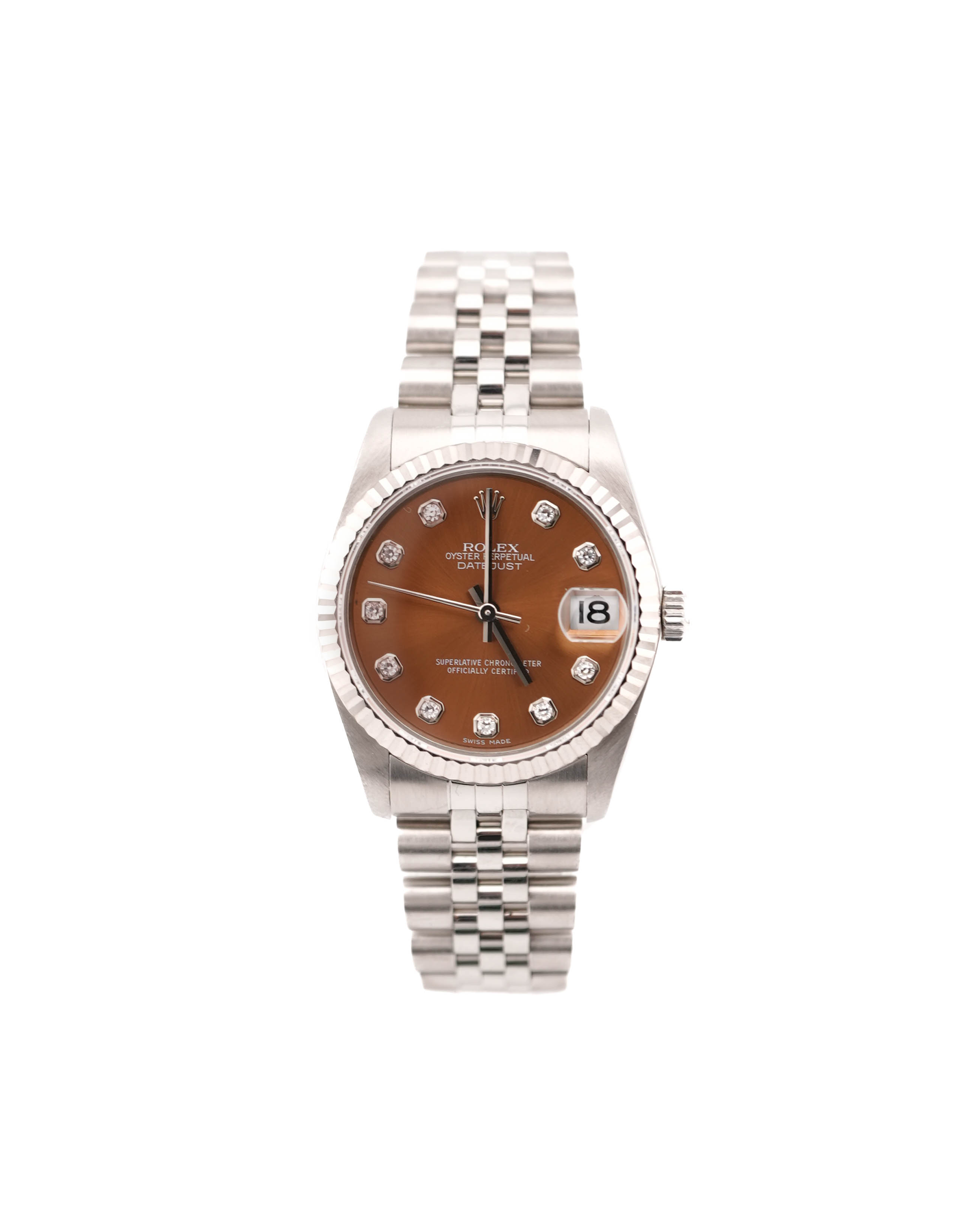 Rolex 178274 Datejust 31 mm Fluted Bezel Brown Diamond Dial Jubilee Br