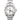 Silver Rolex watch with a white face on a white background