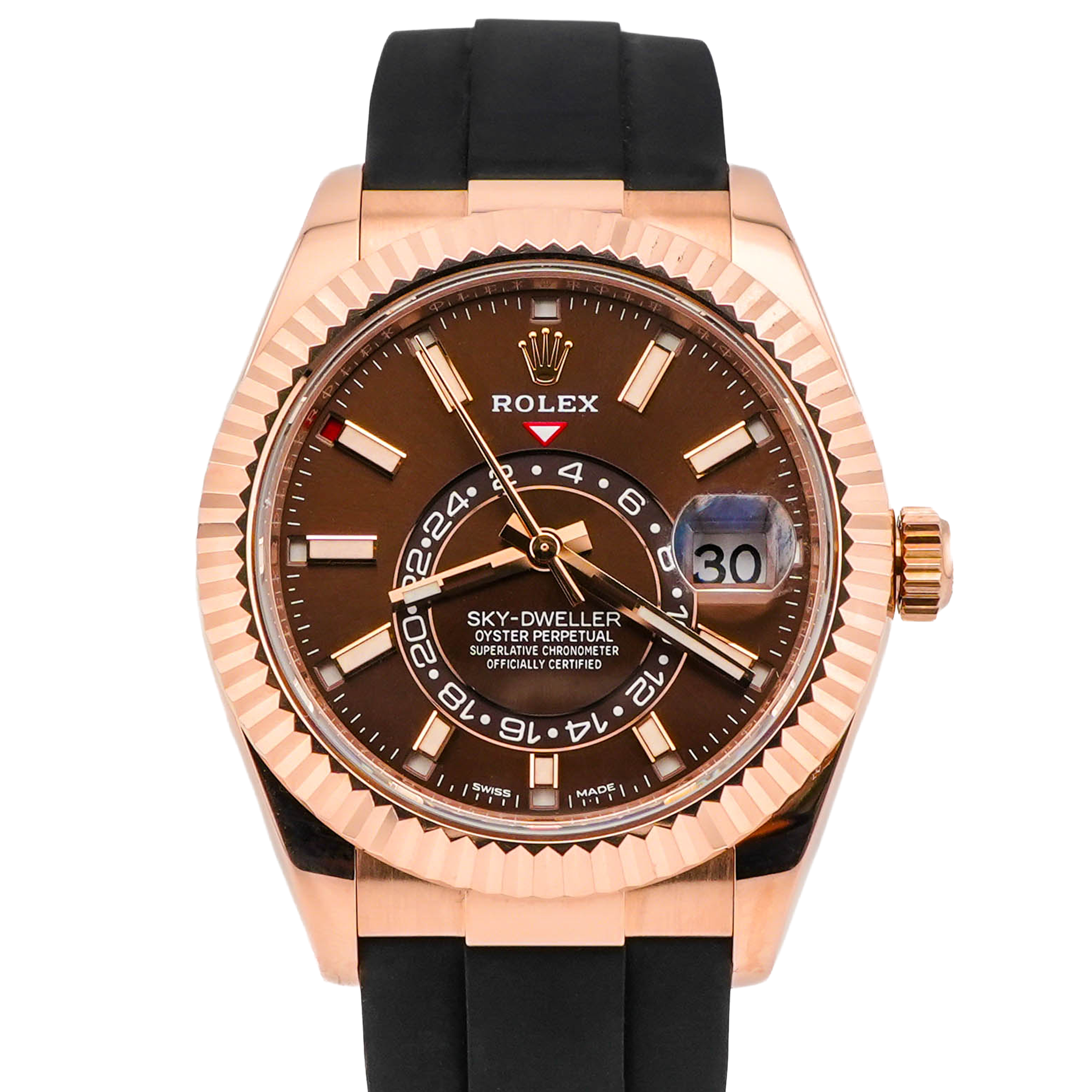 Rolex 326235 Sky-Dweller 18K Rose Gold Chocolate Dial Oysterflex