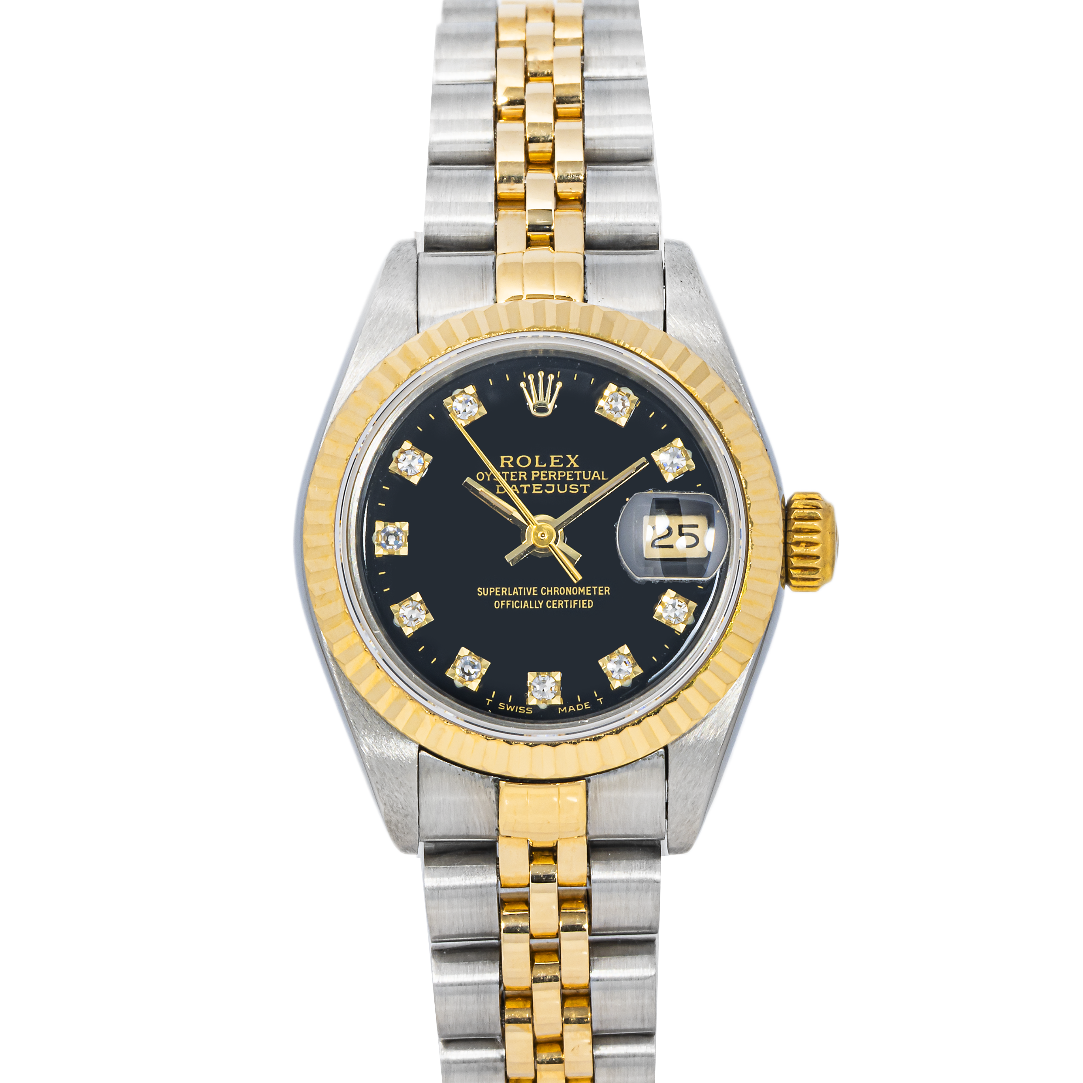 中古 ロレックス ROLEX 69173 S番(1993年頃製造) ブラック レディース 腕時計 デイトジャスト ロレックス 69173G 1993年 自動巻 S番 レディース SS