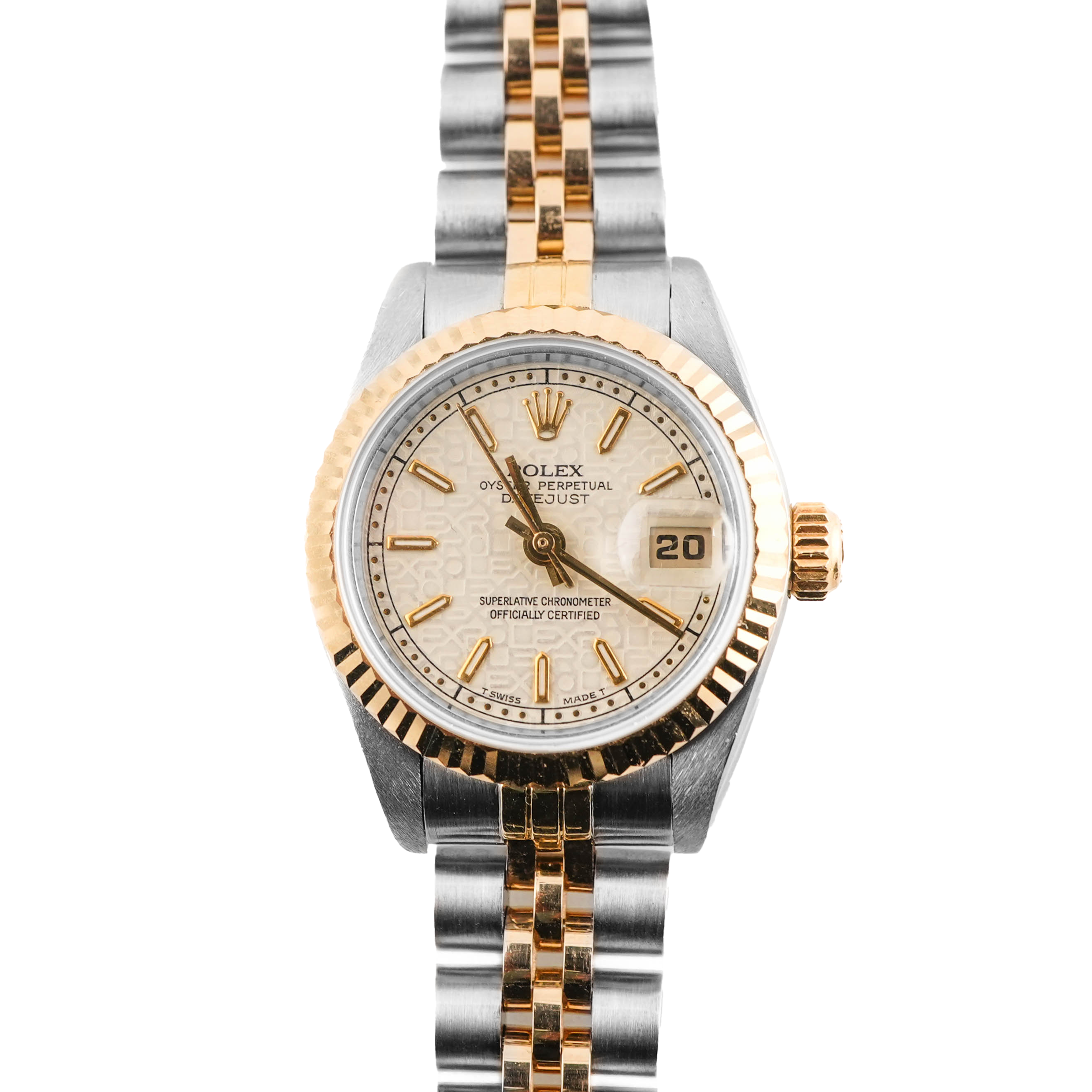 ROLEX DATEJUST 69173G 金属コマ 2コマ Rolex 69173 Lady-Datejust 26 mm Linen Jubilee Index Dial Jubilee