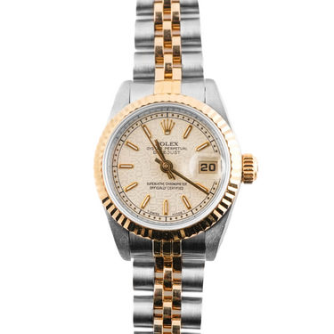 Rolex 69173 Lady-Datejust 26 mm Linen Jubilee Index Dial Jubilee Bracelet Box and Papers 1995