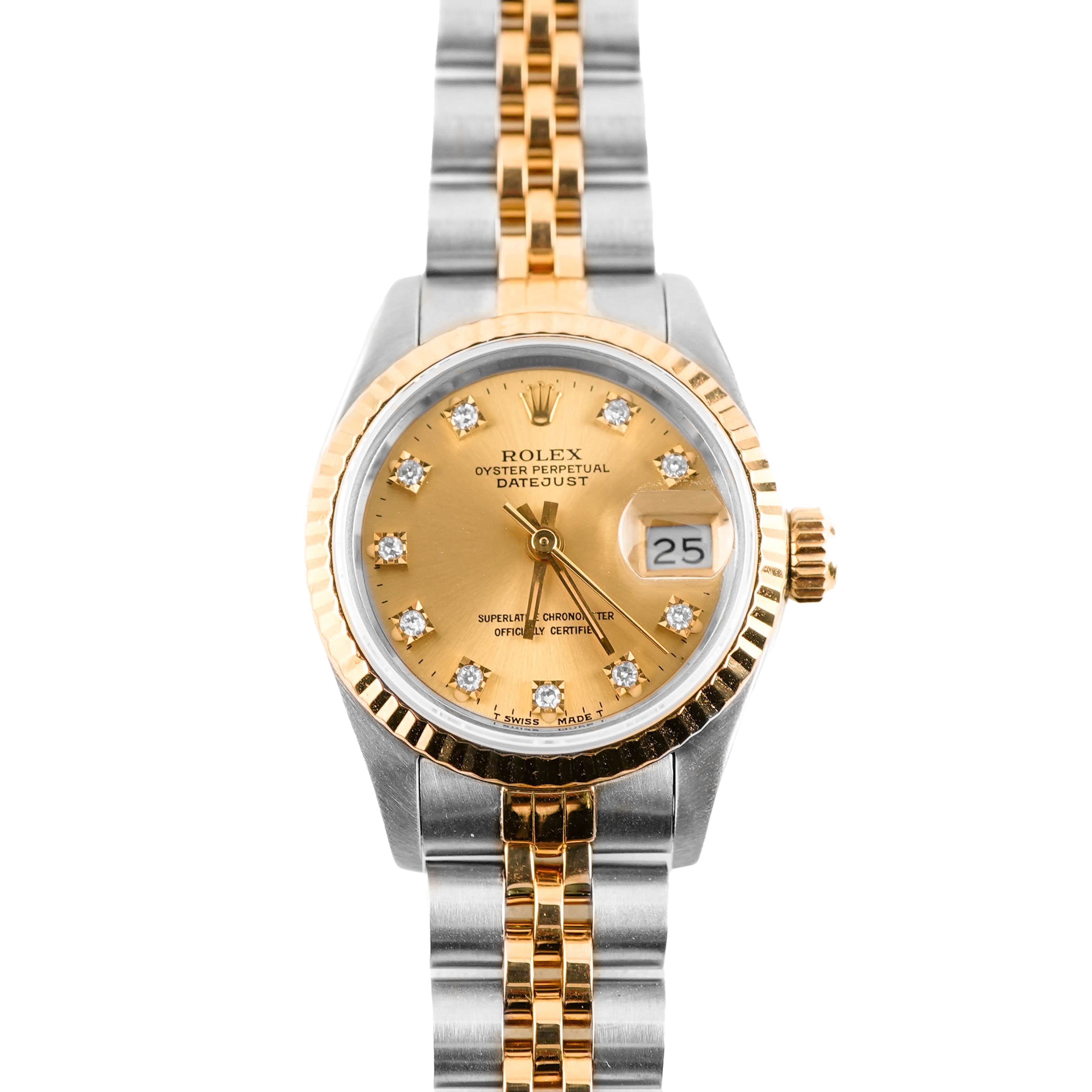 ROLEX DATEJUST 69173 3コマ Rolex 69173 Lady-Datejust 26 mm Champagne Diamond Dial Jubilee