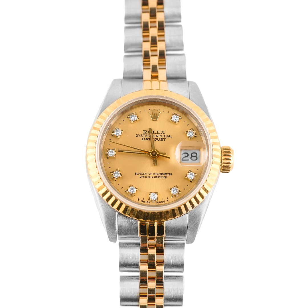 Rolex 69173 Lady-Datejust 26 mm Champagne Diamond Dial Jubilee