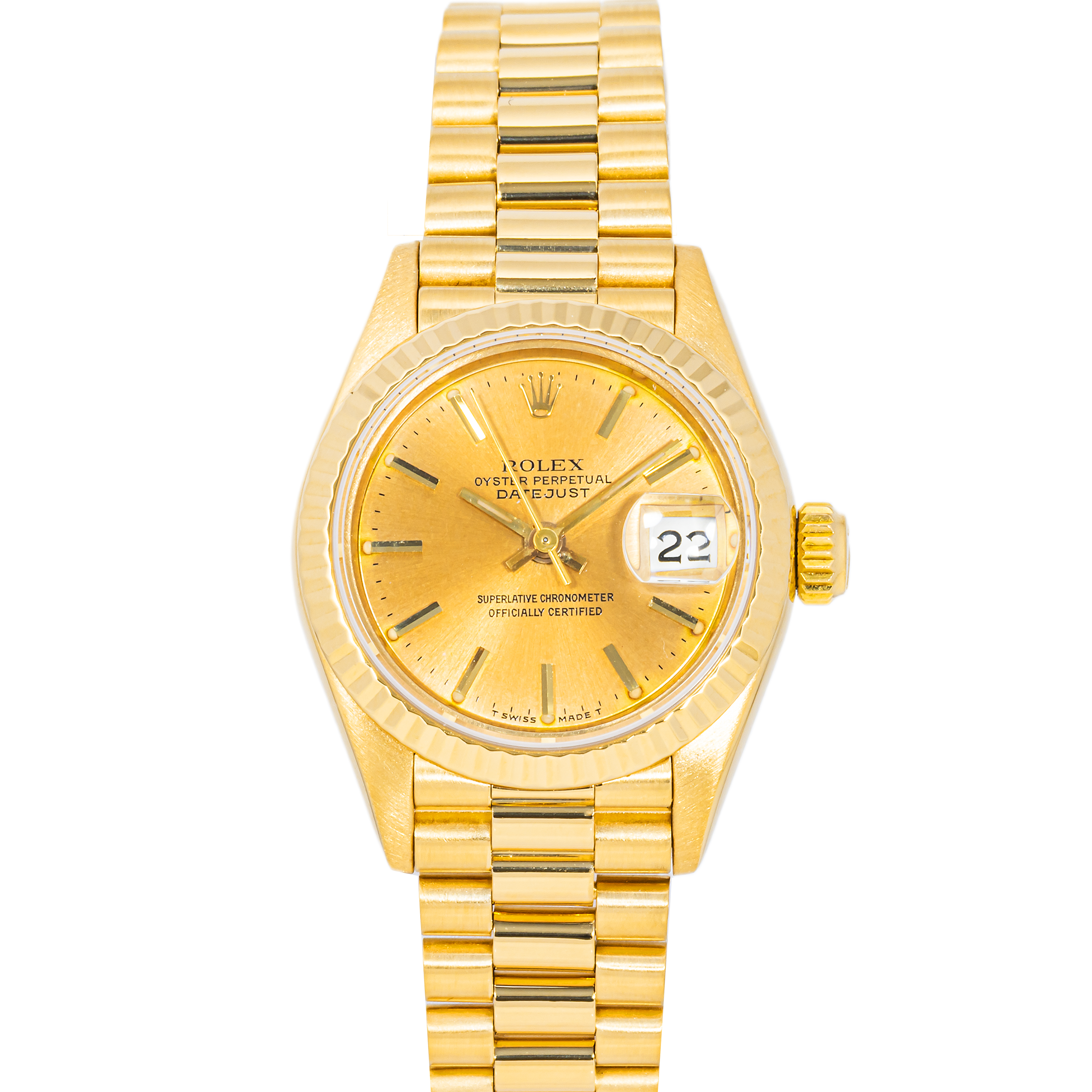 Rolex 69178 Lady-Datejust 26 mm Champagne Index Dial President