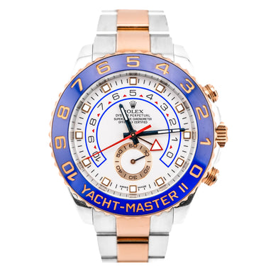 Rolex 116681 Yacht-Master II 44 mm 18K Rose Gold Blue Bezel White Dial Box 2014
