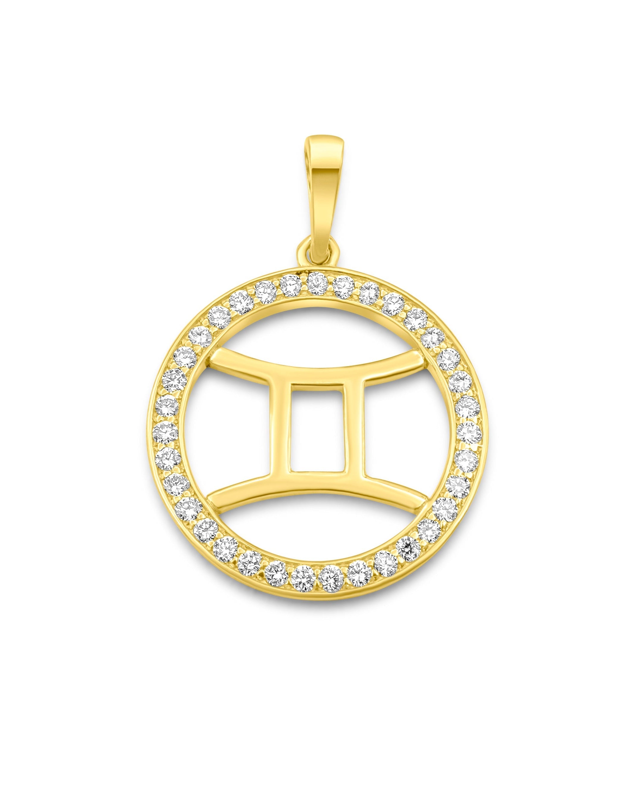 14K Gold Diamond Zodiacs Gemini Pendant 0.65 ctw - ECI Jewelers