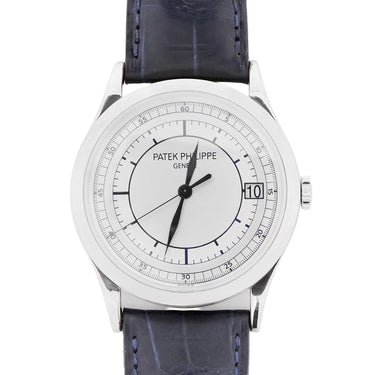 Patek Philippe 5296G-001 Calatrava Silver Dial Leather Strap Box & Papers 2006