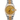 Two-tone gold and silver Rolex watch with a gold face on a white background