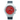 Luxury watch with red face and silver case on a white background