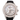 Luxury watch with diamond-studded bezel and black strap on white background