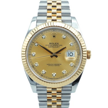 Rolex 126333 Datejust 41 mm Fluted Bezel Champagne Diamond Dial Jubilee Bracelet Box and Papers 2024