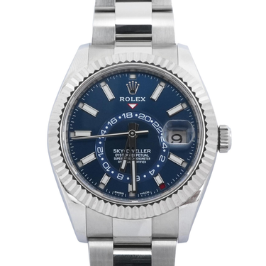Rolex 326934 Sky-Dweller 42 mm 18K White Gold Fluted Bezel Blue Index Dial Oyster Bracelet Box and Papers 2021