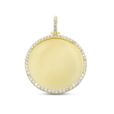 14k Yellow Gold Customizable Round Photo Pendant 2.09 Ctw