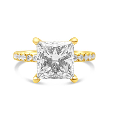 14k Yellow Gold Ladies Princess-Cut Diamond Engagement Ring 2.73 Ctw