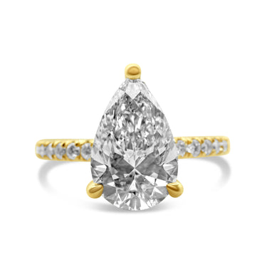 14k Yellow Gold Ladies Pear Shaped Diamond Engagement Ring 0.53 Ctw