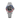 silver watch with a black face on a white background