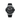 silver watch with a black face on a white background