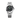 silver watch with a black face on a white background