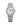silver watch with a white face on a white background