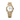 gold watch with a white face on a white background